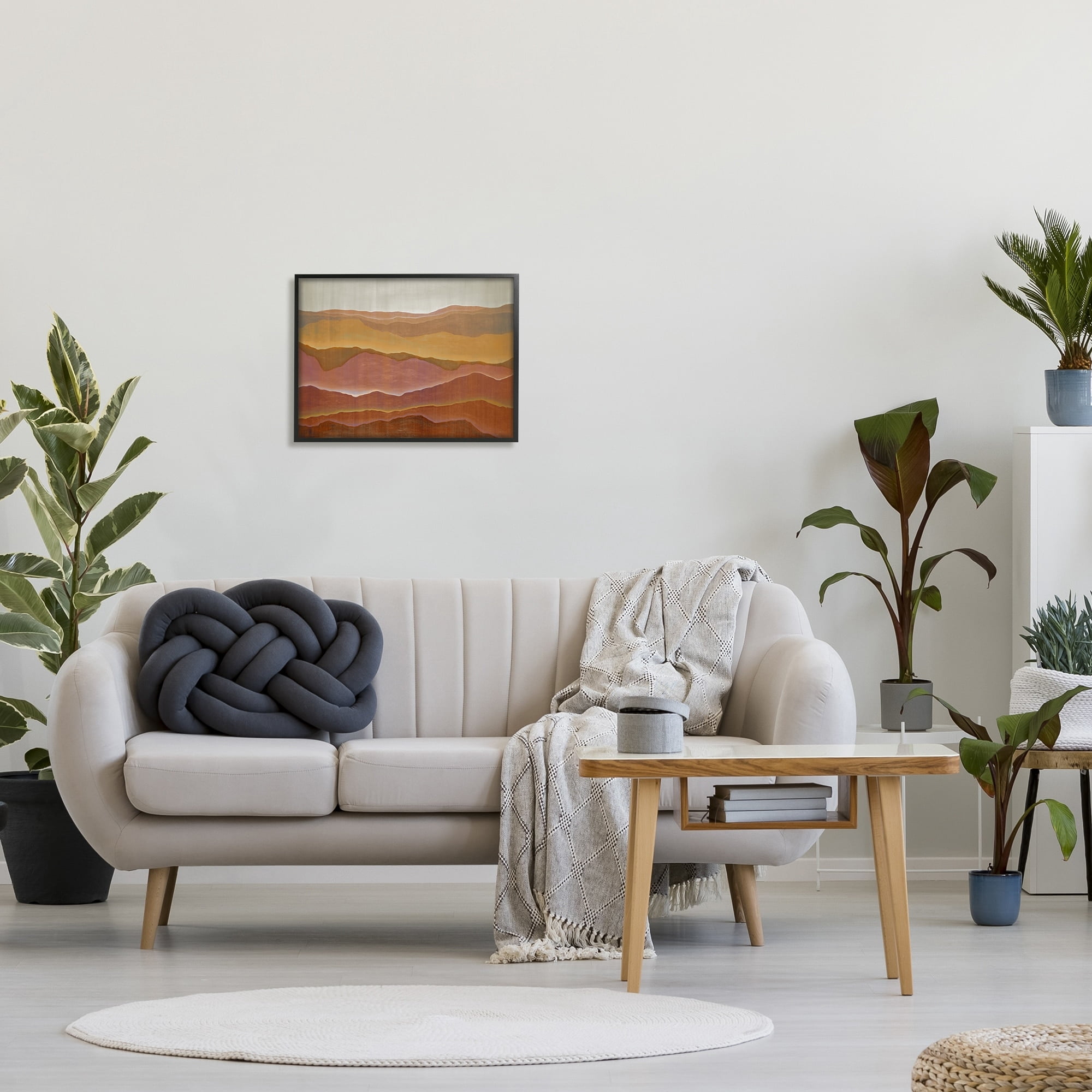 Stupell Industries Warm Glowing Mountain Range Overlay Desert Landscape Painting Black Framed Art Print Wall Art, Design by Liz Jardine