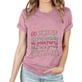 thumbnail image 2 of Daisyyozoid Nouvelles Arrivées Hauts pour Femmes Joyeuses Pâques Lettrage Imprimé Col Rond Manches Courtes Haut Manches Courtes Col Rond Chemise, 2 of 5