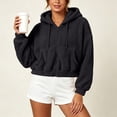 thumbnail image 6 of ZunFeo Womens Sherpa Fleece Jacket - Oversized Cropped Zip-Up Hooded Fuzzy Coat, Black,Size XL, 6 of 7