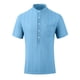 thumbnail image 5 of Mens Casual Manga Corta Botón Abajo Camisas Sueltas Ventilar Bolsillos Soporte Collar Superior, Poliéster, 5 of 7