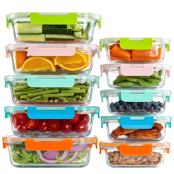 Recipientes de vidrio para almacenamiento de alimentos UMEIED, paquete de 10 con tapas, 34 oz