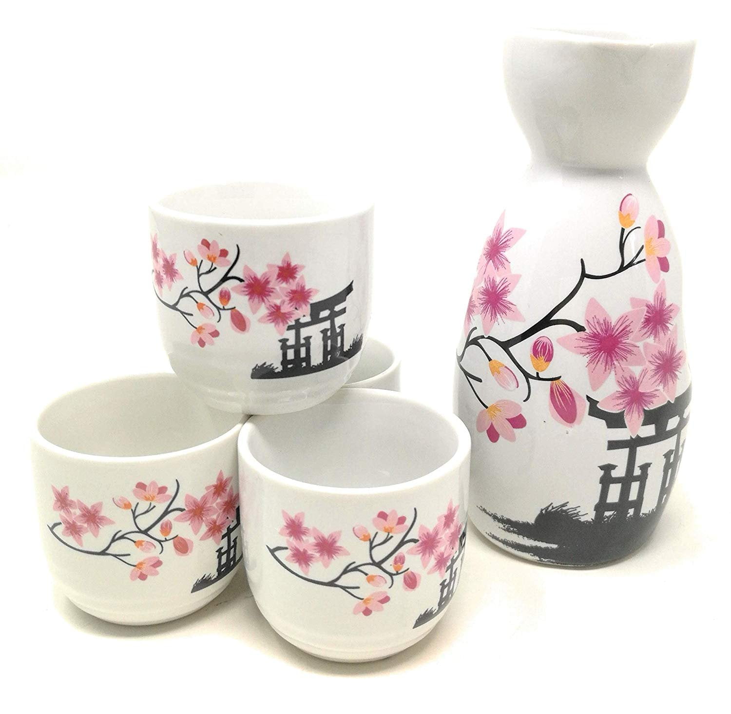 Vintage Japanese Saki Decanter with Beautiful Painted Design 5" Tall Vintage Japanese Saki Decanter with Beautiful Painted Design 5" Tall