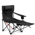 thumbnail image 3 of IVV 2 Pack Folding Camping Reclining Chair with Adjustable Backrest & Removable Footrest, Outdoor Lounge Chair with Headrest, Cup Holder, Storage Bag, for Beach Lawn Concerts (Black), 3 of 3