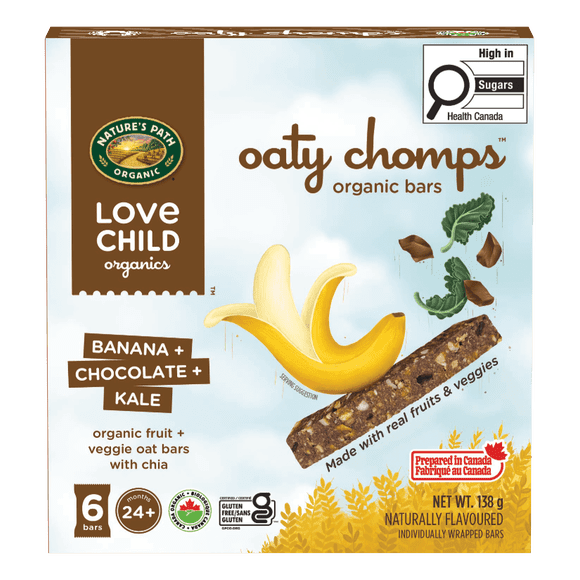 Love Child Organics Oaty Chomps Banana + Chocolate + Kale Snack Bar 138g Box