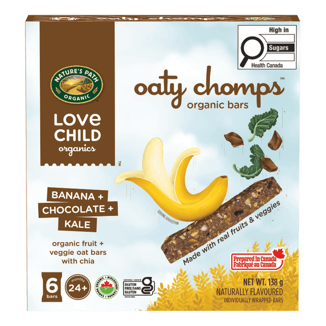 Love Child Organics Oaty Chomps Banana + Chocolate + Kale Snack Bar 138g Box