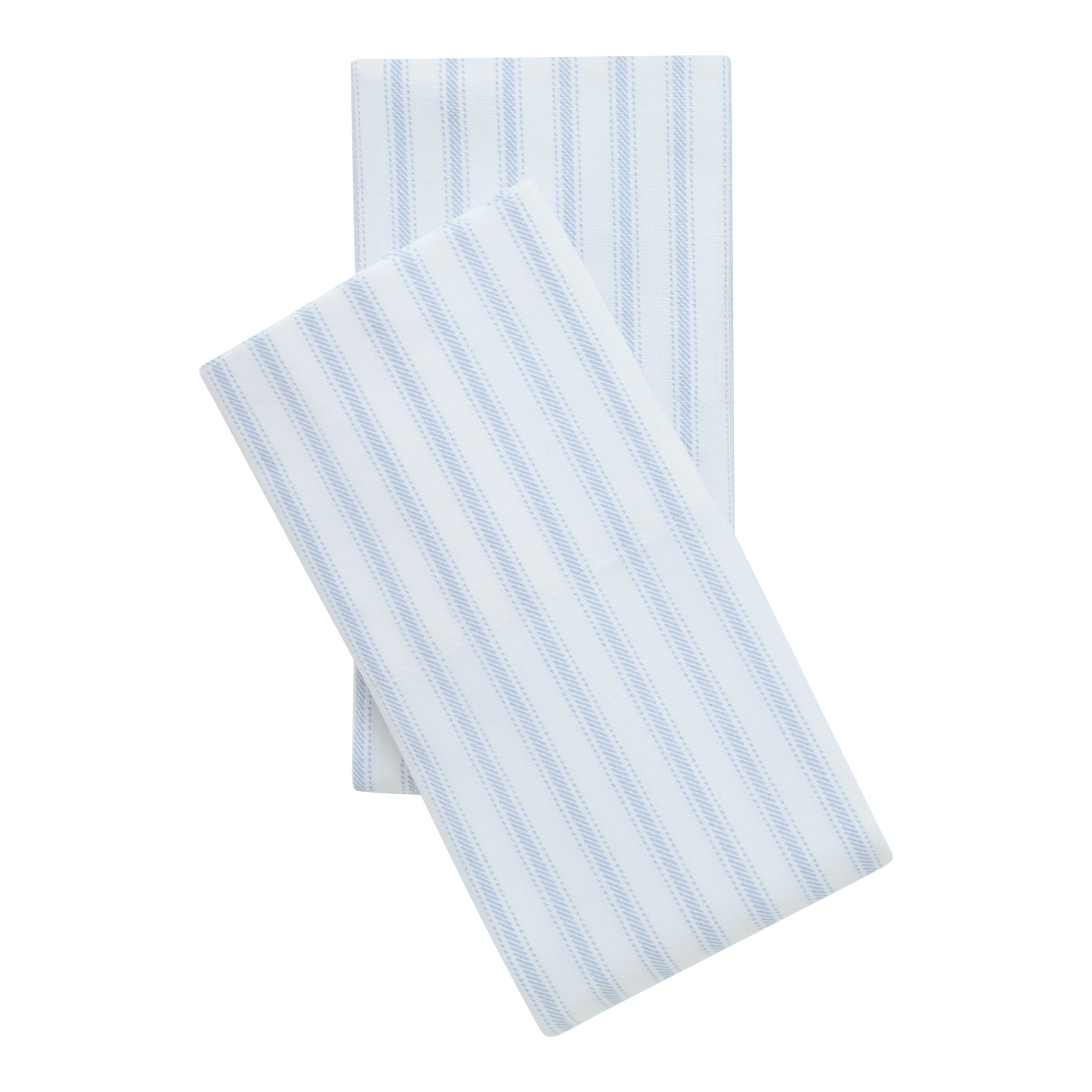 Mainstays 2-Piece 300 Thread Count Blue Stripe Cotton Blend Percale Pillowcase Set, Standard/Queen