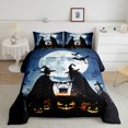 thumbnail image 2 of jejeloiu Halloween Witch Bedding Comforter Set,Spooky Pumpkin Lantern Twin Comforter Sets,Black Bats Bedding Set For Boys Kids,Breathable Home Decor Reversible,2-Piece, 2 of 8