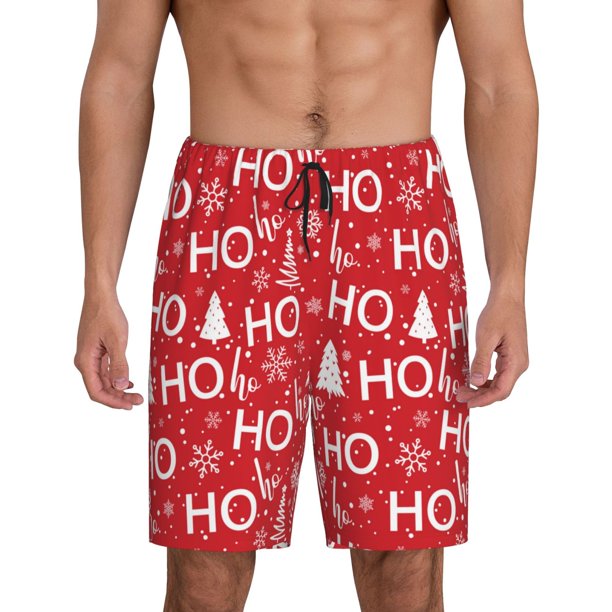 Fotbe Christmas Hohoho Pantalones Cortos de Pijama para Hombre, Ropa de Dormir, Pantalones de Pijama Cortos para Hombre-Medium