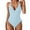 Light Blue, variant on ZZwxWA Women's One Piece Swimsuit Belly Control V Neck Swimwear Cutout Back Drawstring Bathing Suits