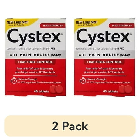 (2 pack) CYSTEX PLUS UTI Tablets Urinary Pain Relief Plus helps w/ Infection 48 ct