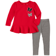 Kids Headquarters BLACK/WHITE Baby Girls Bow Top and Leggings Set, US 18 Months