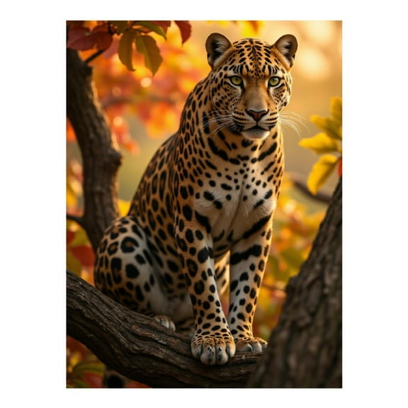 Diamond Art Kit for Adults, Leopard Autumn Foliage Perched Diamond Painting for Adults Beginners, DIY Diamond Art Painting Kits, 5D Diamond Painting Crafts for Home Decor 12x16 Frameless