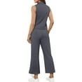 thumbnail image 4 of DIFUOUWE 2 Piece Sets for Women Casual Summer Solid Color Travel Vacation Outfits Sleeveless High Neck Lounge Set （Dark Gray XS), 4 of 5