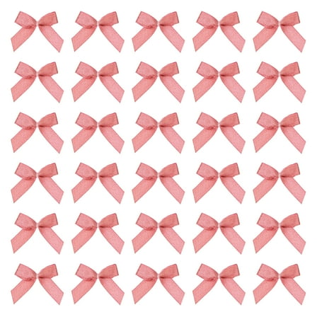 Uxcell 60 Pcs Mini Ribbon Bow 1.2" Mini Fabric Satin Ribbon Flower Bows for Craft DIY Sewing Wedding Birthday Party, Pink