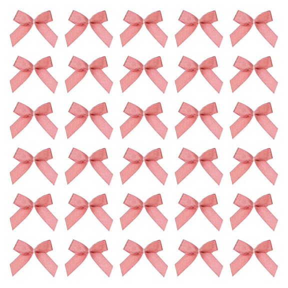 Uxcell 60 Pcs Mini Ribbon Bow 1.2" Mini Fabric Satin Ribbon Flower Bows for Craft DIY Sewing Wedding Birthday Party, Pink