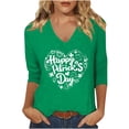 thumbnail image 2 of St Patricks Day Shirts for Women V Neck Graphic Tees Funny Festival Blouse 3/4 Sleeve Tunic Tops, Green D 3XL, 2 of 4