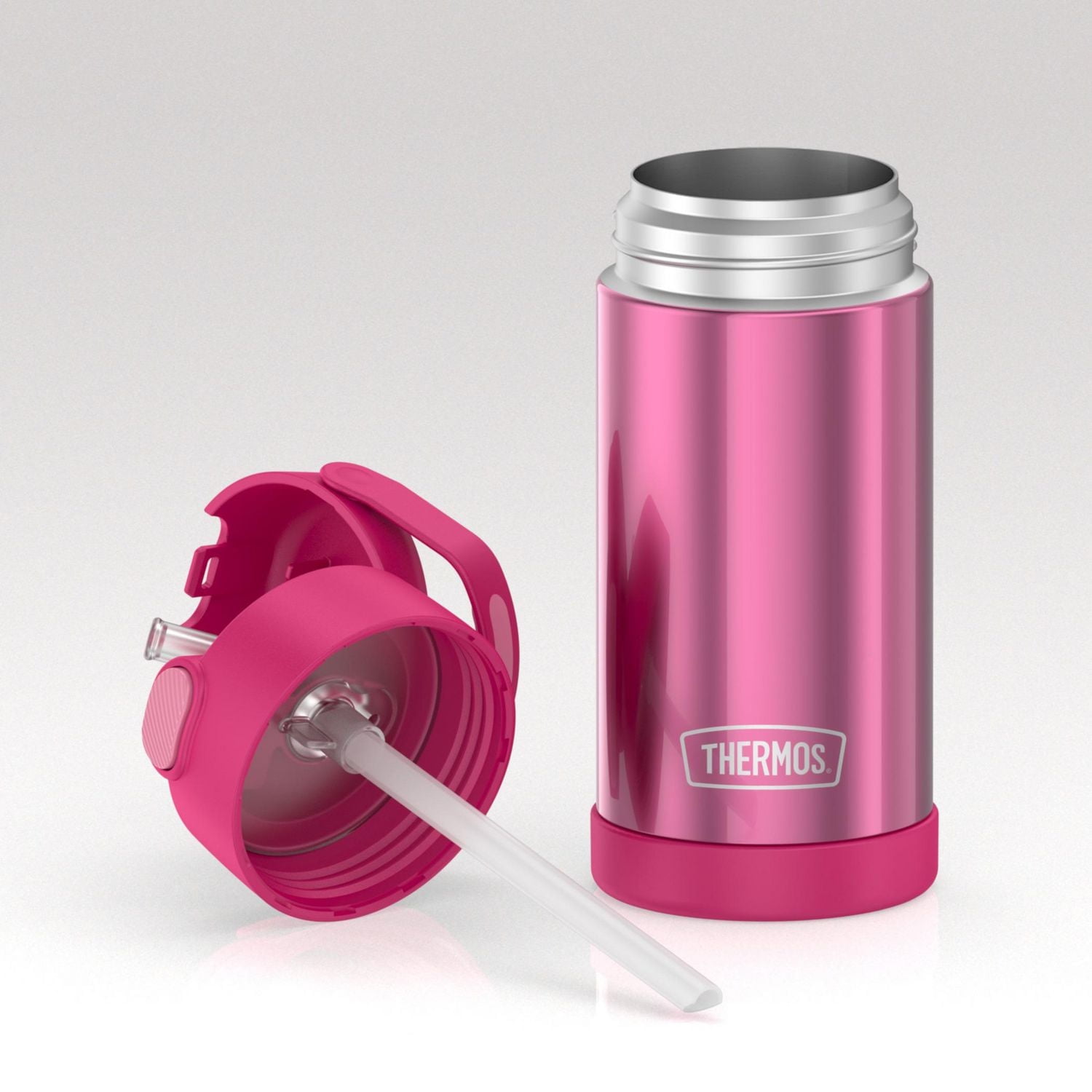 Thermos Kids Vacuum Insulated Funtainer Water Bottle with Flip Up Straw, 355ml, Pink, Pink, F40123PK