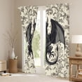 thumbnail image 3 of Homewish Magic Dragon Kids Curtains Pack of 2 (42x84 Each), Retro Damask Flower Print Curtains Blackout, Cartoon Hippie Animal Bedroom Curtains, Blackout Curtains Decor, 3 of 6