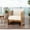 Beige, variant on Premium Acacia Wood Outdoor Club Chair Beige Natural Curved Tub Design Handwoven Rope Accents Water-Resistant Cushions All-Weather Slat Construction Patio Garden Chair Made in Viet Nam