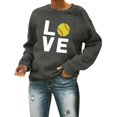 thumbnail image 1 of Bmisegm Chandails en Molleton de Baseball Imprimés pour Femmes, Col Rond, Manches Longues, Pull Décontracté, Gris Foncé L, 1 of 4