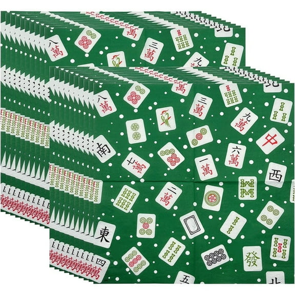 20 Pcs Mahjong Cocktail Napkins 2-ply Paper Mahjong Napkins Beverage Dessert Accessories and Gifts for Women Bridal Showers, Wedding, Holidays, Birthday Party Supplies