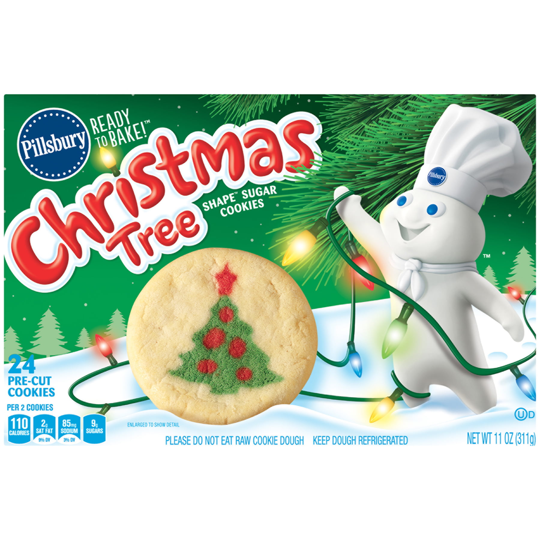 Pillsbury Christmas Tree Shape Sugar Cookies 11 Oz 24 Count Walmart Com Walmart Com