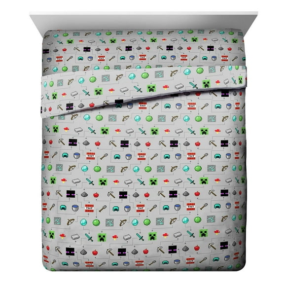 Jay Franco Minecraft Monster Hunters Queen Sheet Set - 4 Piece Set Super Soft and Cozy Kidâs Bedding Features Creepers - Fade Resistant Microfiber Sheets (Official Minecraft Product)