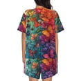 thumbnail image 6 of Fuzoiu Butterfly Flower Cascade Print Women's Short-Sleeved Pajama Set,Lounge Sleepwear Set,Womens Pajama Sets 2 Piece,Button-Up Top and Shorts with Pockets-X-Large, 6 of 7