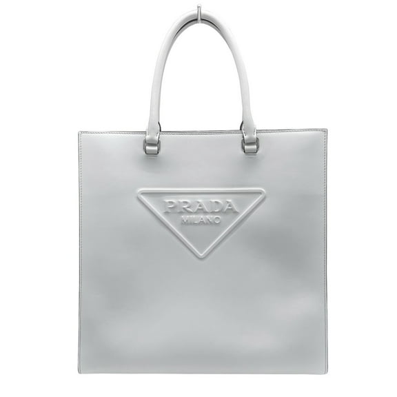 Pre-Owned PRADA Embossed Triangle Tote Bag Handbag Shell Gray 2VG084 Women's Men's (Good)