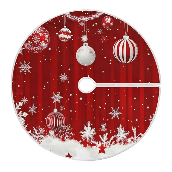 Ryvnso Christmas Tree Skirt Christmas Balls Snowflake Xmas Tree Skirts Ornament Home Decorations 35.4"