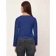 thumbnail image 4 of Moomaya Womens Solid Long Sleeves Crop Top, V-Neck Cotton Summer Short Top, 4 of 9