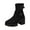 Black, variant on Xfvqtps Womens Boots Mid Calf Back Zipper Chunky Sole Flatform Mid Heel Buckle Straps Almond Toe Casual Ankle Commute Boots Black