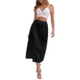thumbnail image 2 of INSPIRE CHIC Mother's Day Women's Slips Satin Lace Trim Flared Hem Half Slip Lightweight Solid Maxi Petticoat XXL Black, 2 of 5