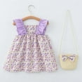 thumbnail image 2 of Gubotare Robe Fillette Tout-Petit Robe d'Été Bretelles Froncée Plage Décontractée Petite Fille Robe Soleil 2T 3T (Violet,2-3 Ans), 2 of 4