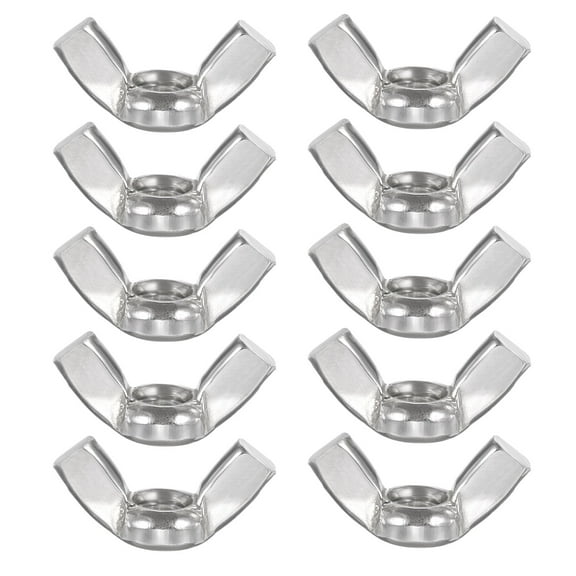 Wing Nuts, 10 Pcs M6 x 1 Stainless Steel Butterfly Wing-Nut Fasteners Parts Metric Thread for Repair Install House Furniture Boat, Silver