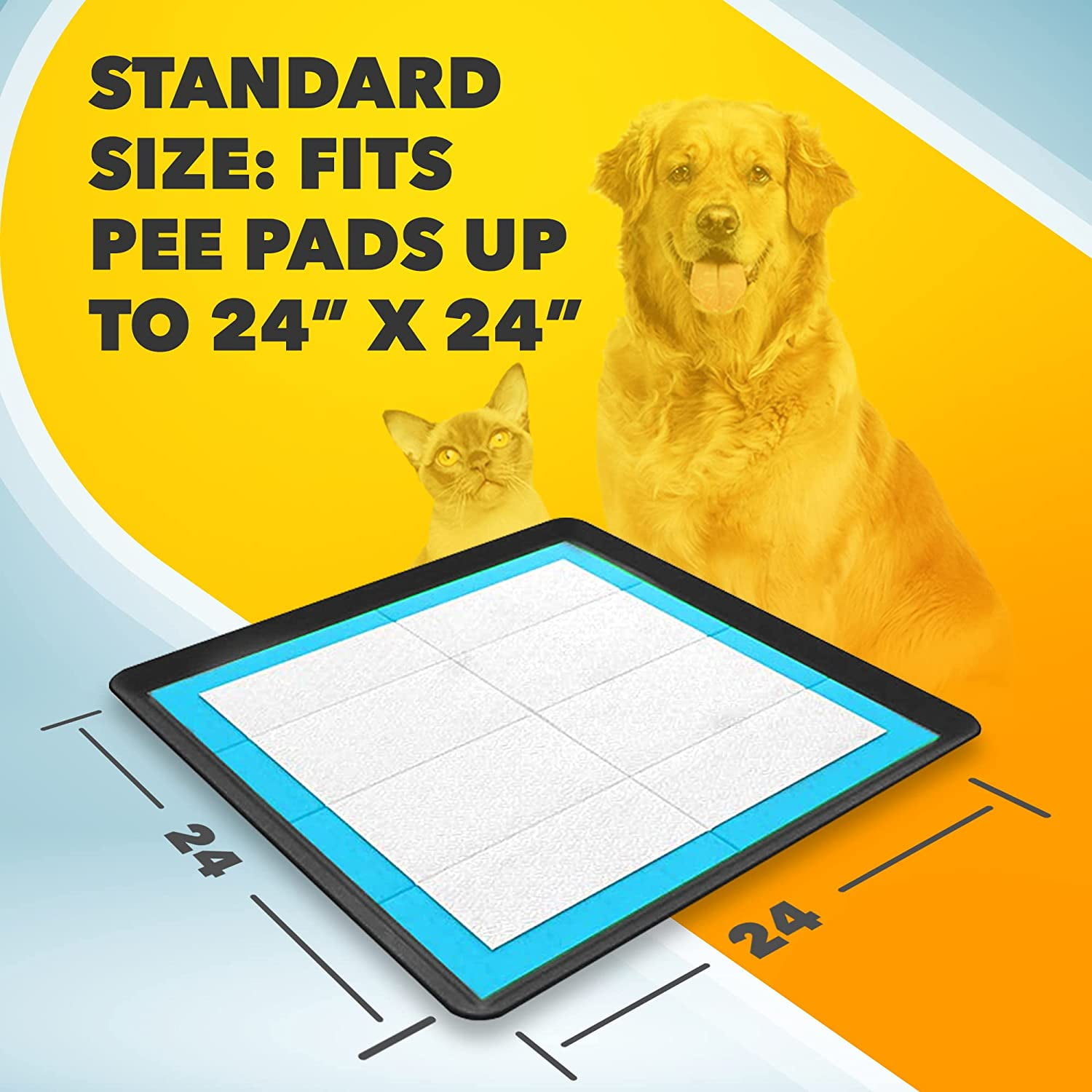 Skywin 2 Pack Black Dog Puppy Pad Holder Tray - No Spill Pee Pad Holder for Dogs - Pee Pad Holder Works with Most Training Pads, Easy to Clean and