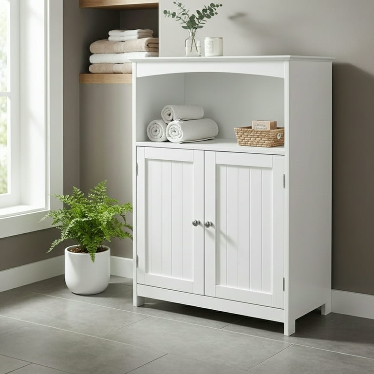 Redmon Contemporary Double Door Cabinet with Open Shelf, 25.25