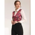thumbnail image 3 of DARING DIVA Women's Floral Button Closure Cropped Satin Waistcoat S Rose Red, 3 of 6