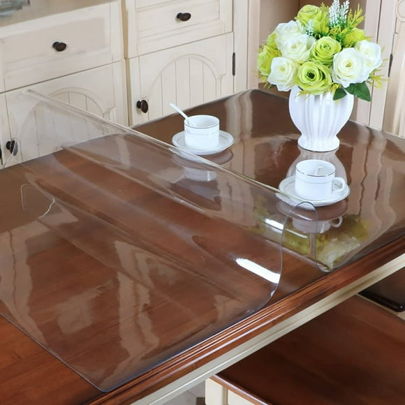 Homen 35.5x70.9 Inch (90x180 cm) Clear PVC Tablecloth Waterproof and Protective for Table/Desk Rectangle Table Protector Custom Size,JUN