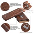 thumbnail image 3 of 3 Tubes Cigar Case, Crocodile Pattern Leather Cigar Humidor Humidor Cigar Box with Stainless Steel Cigar Cutter(No Cigars), 3 of 4