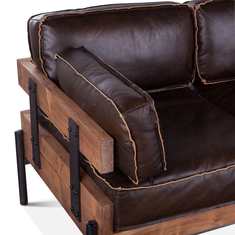 World Interiors ZWCISOFBB Chiavari Mocha Brown Leather Sofa,
