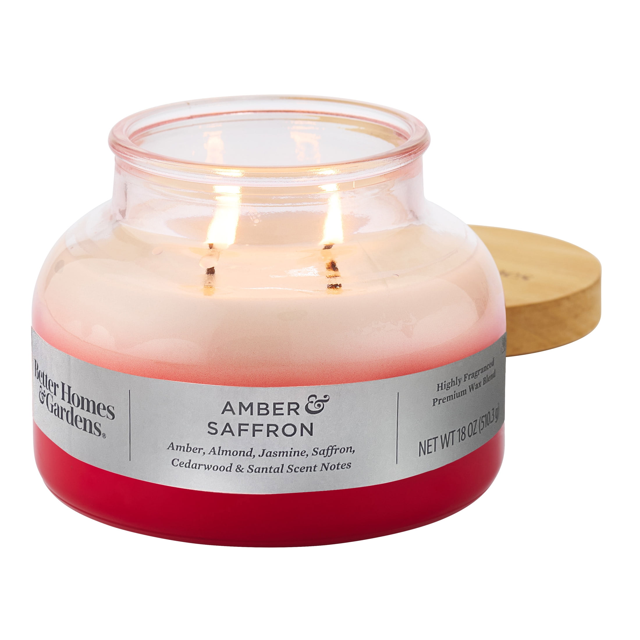 (4 pack) Better Homes & Gardens Amber & Saffron Scented 2-Wick 18oz Ombre Bell Jar Candle