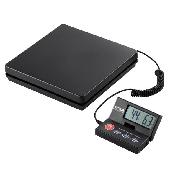 VEVOR Digital Shipping Scale, 110 lbs x 0.07 oz. Heavy Duty Postal Scale with Timer, Tare, Hold Function, 90° Foldable LCD Screen Package Scale for Laggage, Home, Post Office, AC/DC Powered