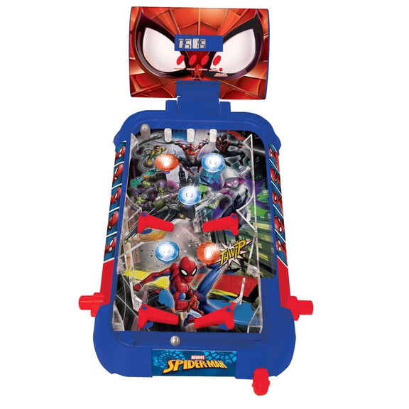 SpiderMan electronic table pinball with a great design. sounds. lights and digital scoring to play alone or challenge your friends.