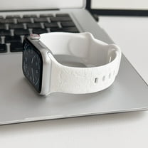 3 Pack Floral Engraved Silicone Bands Compatible with Apple Watch Band 38mm 40mm 41mm Women, Soft Sport Wildflower Strap for iWatch Ultra Series 9 8 SE 7 6 5 4 3 2 1,White