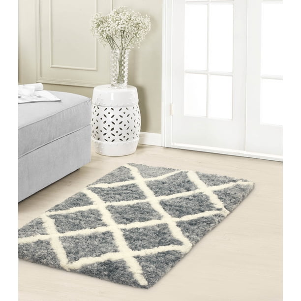 Sophia Diamond Shag 27x45 Accent Rug Grey Walmart Walmart