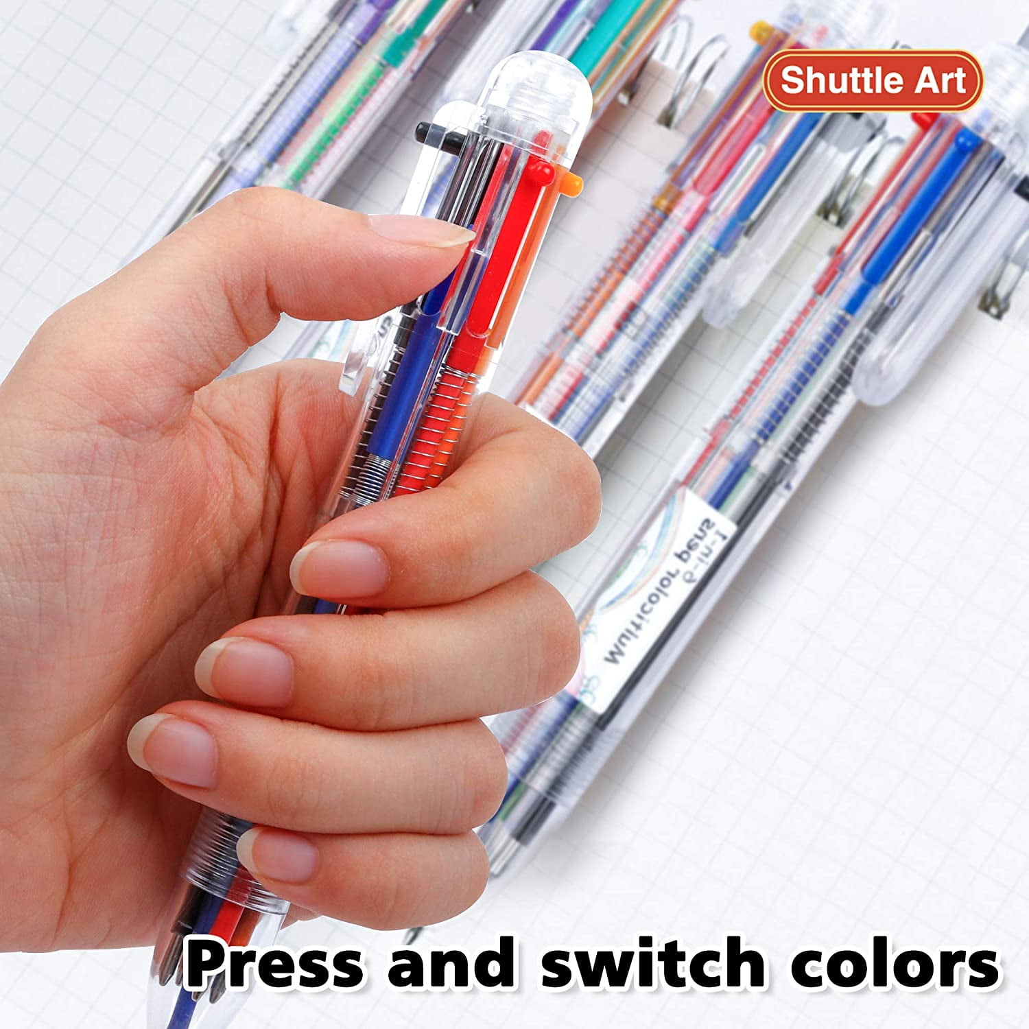Amazon Basic Pens Shiyou-Gel Pens - Pack Of 6, 0.7mm Black Ink, Retractable Rolling-Ball Gel- Pens, Medium Fine Point For Smooth Writing - Cute Office And School Supplies, Ideal Gifts For Women