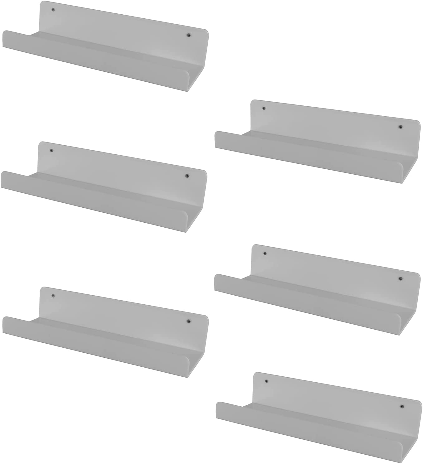 PIKADINGNIS 6 Pack White Floating Shelves,15 Inch Acrylic Shelves Floating Bookshelf,Display