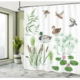 thumbnail image 5 of Ambesonne Duck Shower Curtain, Lake Animals Plants, 69"Wx84"L, White Green, 5 of 5