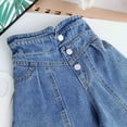 thumbnail image 4 of Lovebay Kids Girls Elastic Waist Wide-Leg Denim Pants Children Trousers Bottoms Streetwear High Waist Buttons Straight Jeans 2-8 Years, 4 of 8